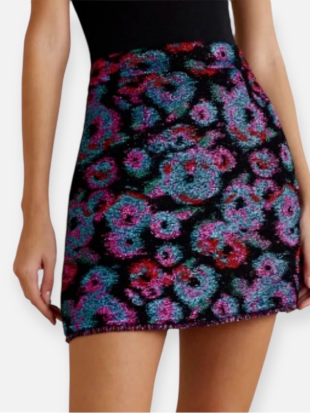 Rebecca Vallance Leila Metallic Floral Jacquard Mini Skirt size 4